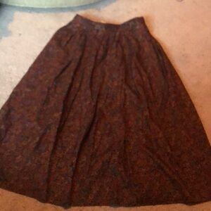 Vintage brown/burgundy floral/paisley print skirt